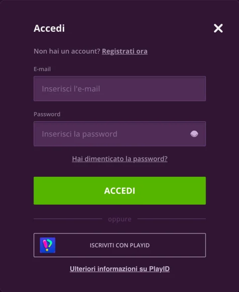 Schermata login Malina